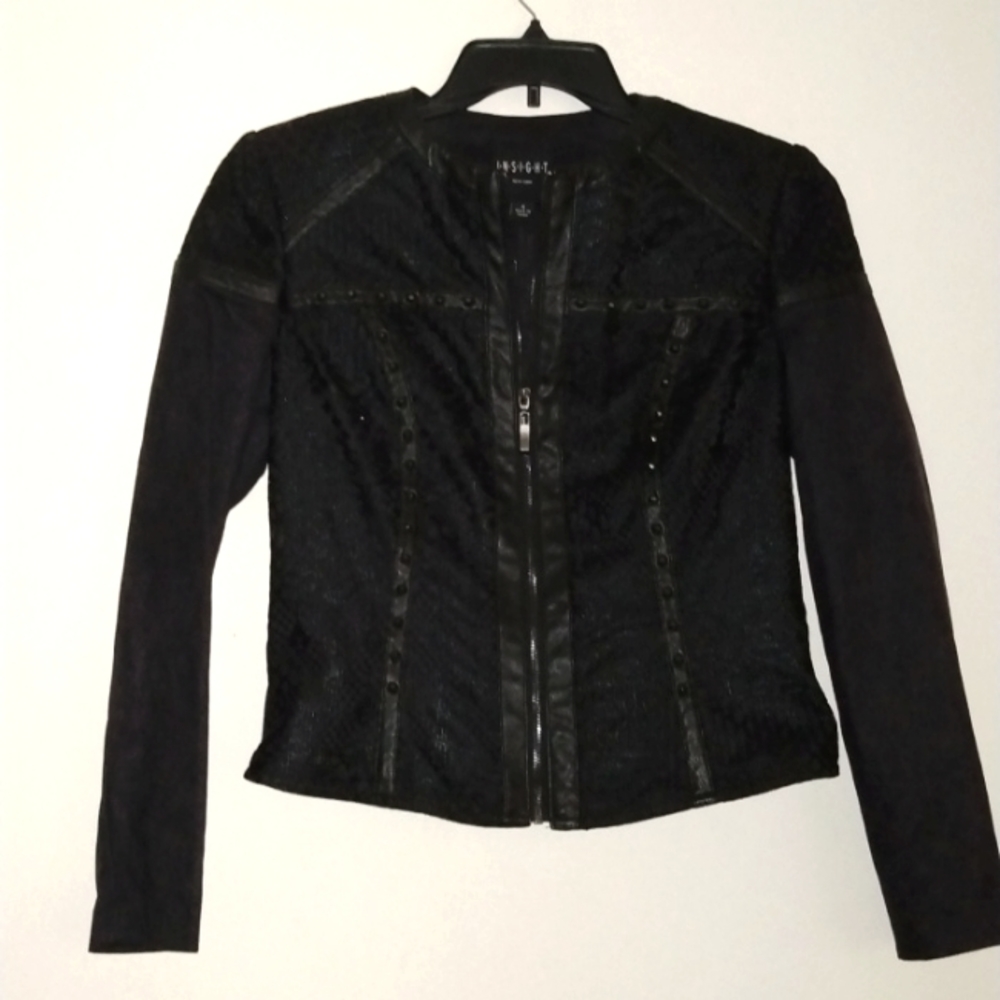 Faux Lacey Leather Studded Jacket sz 4
